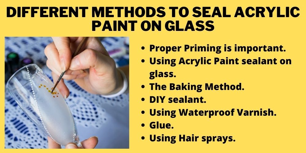 Different methods to seal acrylic paint on glass